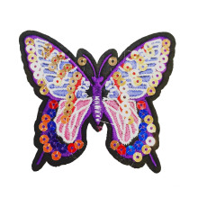Wholesale High Quality Iron-on Embroidery Patch Colorful Sequin Embroidery Butterfly Cloth Patches